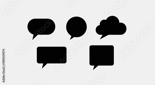 A set of speech bubble vector icons in various shapes.