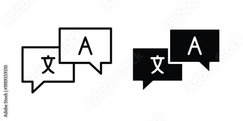 Language icon in stroke outline style with flat version
