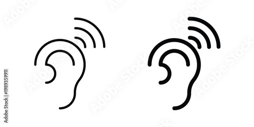 Listening icon in stroke outline style with flat version