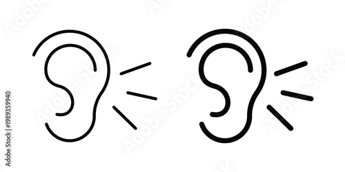 Listening icon in stroke outline style with flat version
