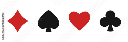 Playing card icon set collection in flat style. Poker game vector illustration on isolated background. Gambling casino sign business concept.