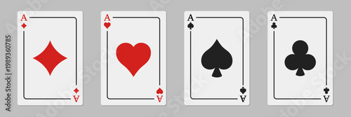 Playing card icon set collection in flat style. Poker game vector illustration on isolated background. Gambling casino sign business concept.