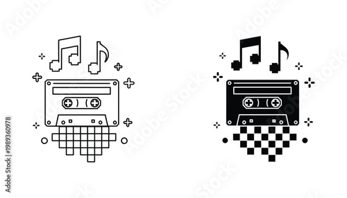 Cassette Tape Music Retro Pixel Audio Symbol