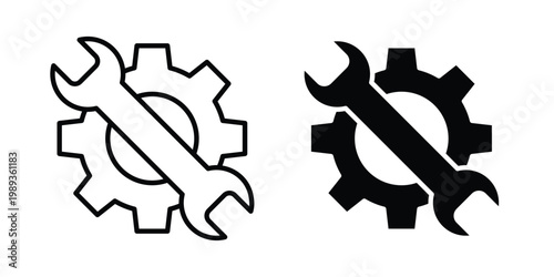 Maintenance icon in stroke outline style with flat version
