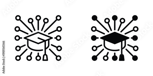 Alumni Network Vector Line Icon for education and community