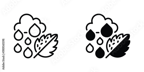 Acid Rain Vector Line Icon for ecology and environment