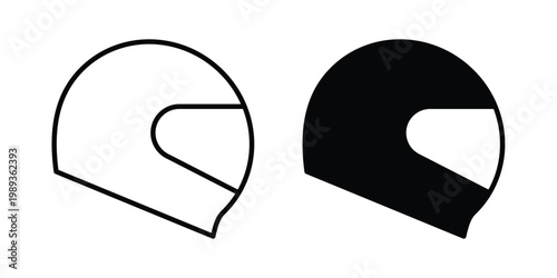 Motorbike helmet icon in stroke outline style with flat version