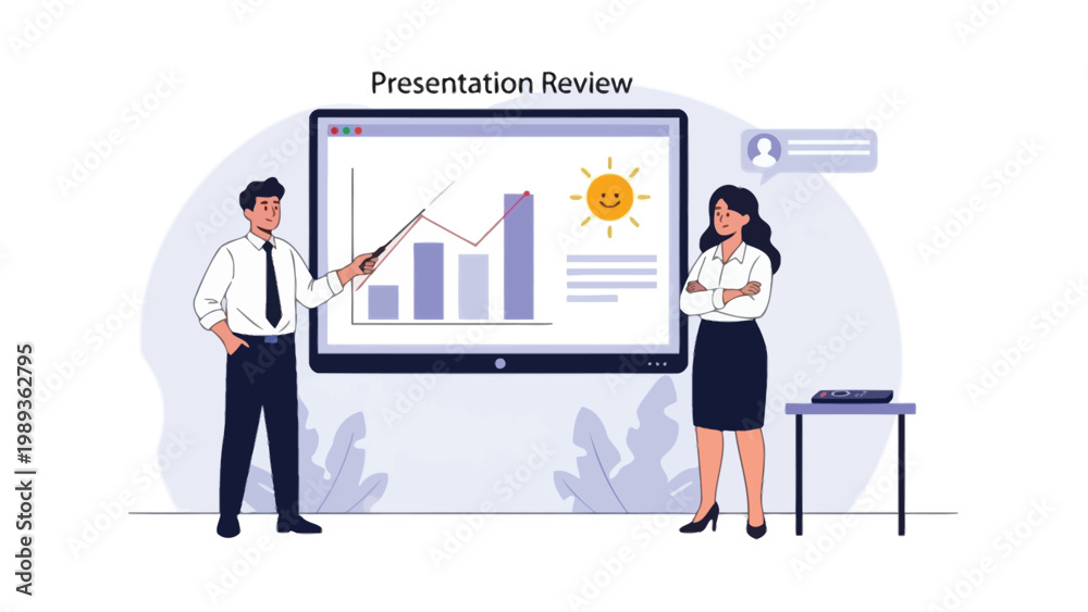 Obraz premium Business presentation a man and woman presenting data analysis with charts