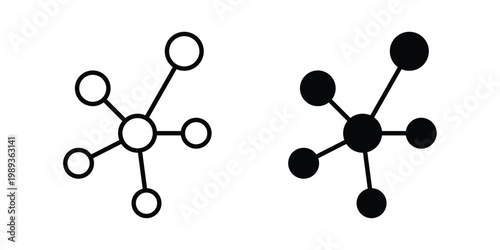 Network icon in stroke outline style with flat version