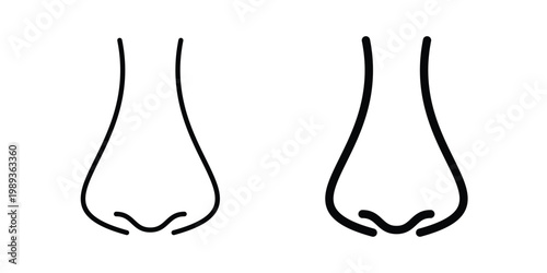 Nose icon in stroke outline style with flat version