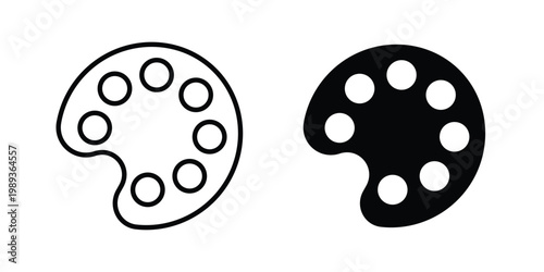Palette icon in stroke outline style with flat version