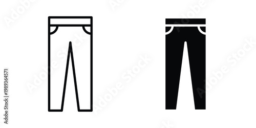 Pants icon in stroke outline style with flat version