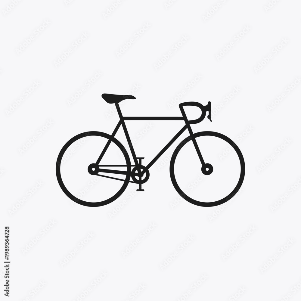 Obraz premium Minimal Bicycle Icon Vector, Simple Bike Outline, Black Isolated on White Background
