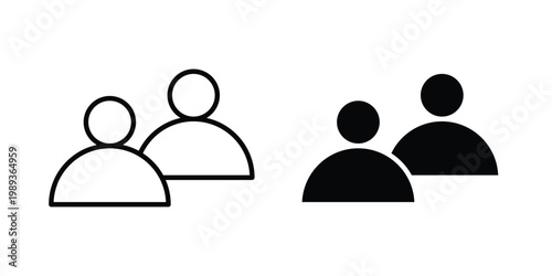 Partner icon in stroke outline style with flat version