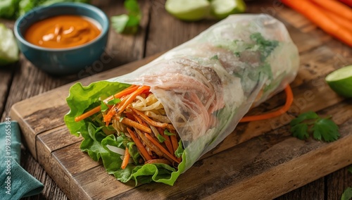 The menu should include appealing healthy dishes, like Thai rice noodle salad rolls.
