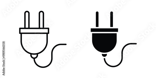 Fotografía Plug icon in stroke outline style with flat version