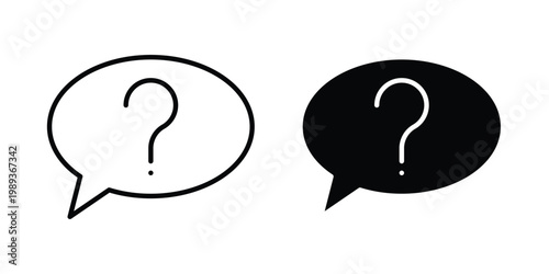 Question icon in stroke outline style with flat version