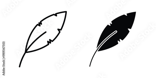 Quill icon in stroke outline style with flat version