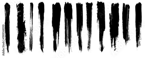 Charcoal pencil straight horizontal lines. Black hand drawn stripes, ink brush strokes. Scribble charcoal texture lines vector set. Grunge smears, thin and thick chalk strokes,