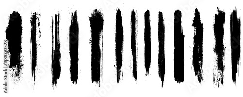 Charcoal pencil straight horizontal lines. Black hand drawn stripes, ink brush strokes. Scribble charcoal texture lines vector set. Grunge smears, thin and thick chalk strokes,