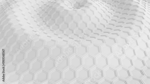 White concentric ripples, hexagonal shapes spreading on the water, hypnotizing 4k looped animation, 3d render illustration.
