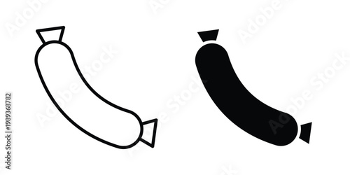 Sausage icon in stroke outline style with flat version