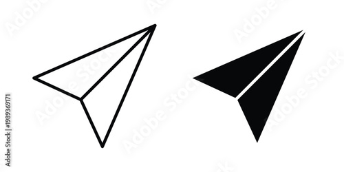 Send button icon in stroke outline style with flat version