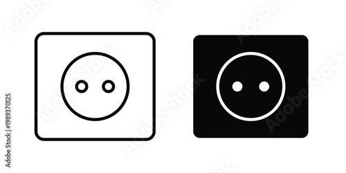 Socket icon in stroke outline style with flat version