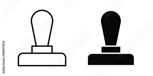 Stamp icon in stroke outline style with flat version