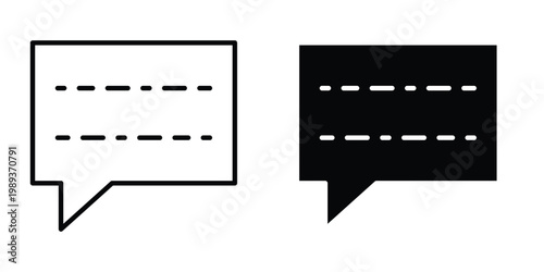 Subtitles icon in stroke outline style with flat version