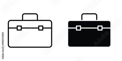 Suitcase icon in stroke outline style with flat version