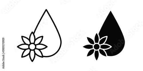 Sunflower oil icon in stroke outline style with flat version