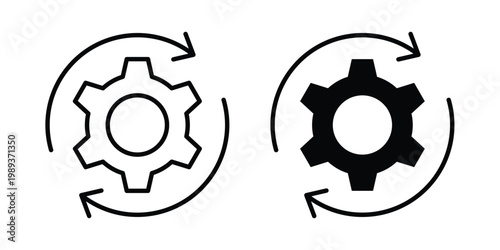 System update icon in stroke outline style with flat version