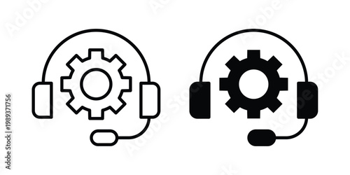 Technical support icon in stroke outline style with flat version