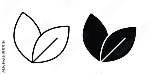 Vegan icon in stroke outline style with flat version
