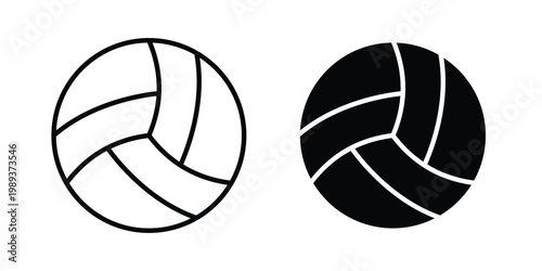 Volley ball icon in stroke outline style with flat version