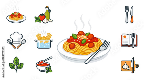 Spaghetti with Tomato Sauce and Basil.