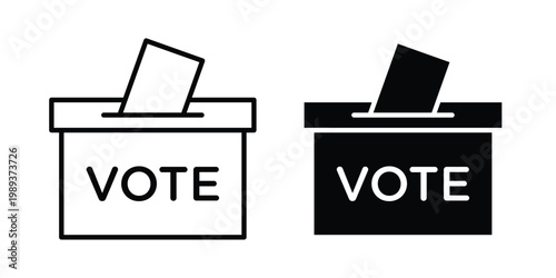 Voting icon in stroke outline style with flat version