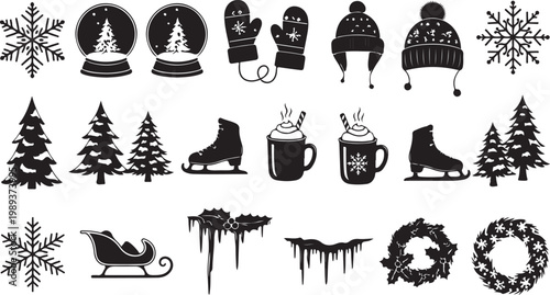 Winter Holiday Icons and Symbols Collection Set