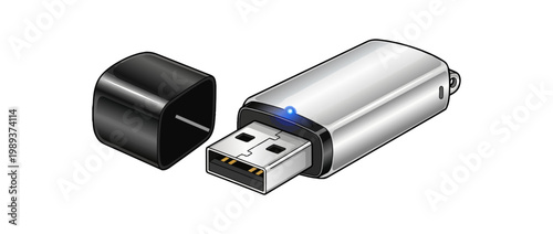 Black USB Flash Drive with Detached Cap.