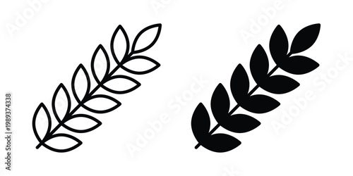 Wheat icon in stroke outline style with flat version