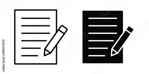 Writing icon in stroke outline style with flat version