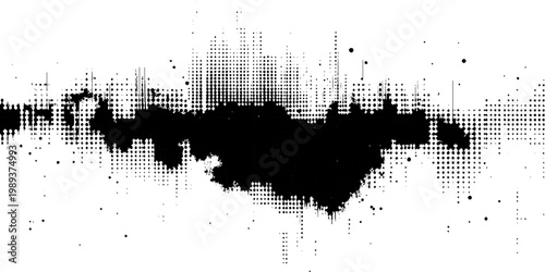 Modern grunge halftone equalizer graphic in minimalist black and white style