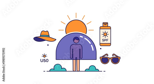 Comprehensive UV Protection Concept Safeguarding Skin from Harmful Sun Rays with Essential Summer Safety Gear and Skincare