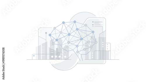 Humanoid Robot in Urban Landscape Representing AI and Future Technology Progress