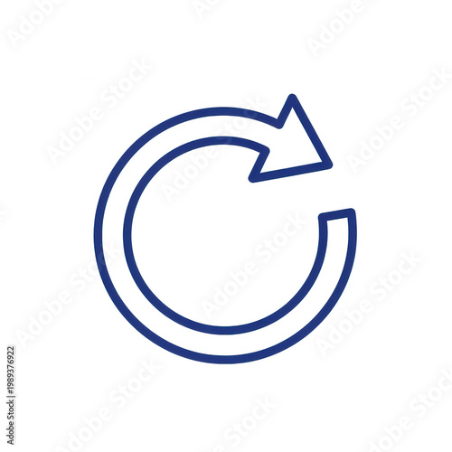 A blue circular arrow icon with a clockwise direction isolated on transparent background