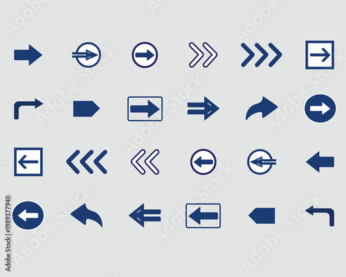 Right left symbol icon combo set