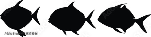 Opah fish silhouette, black image isolated on white background