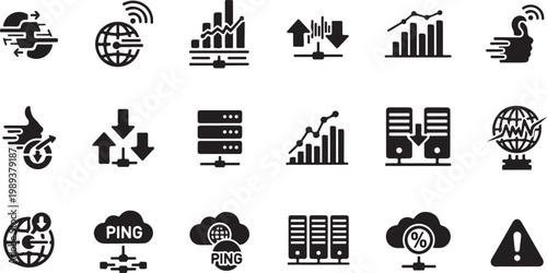 Black and white icons for business and technology