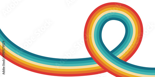 Foto Vintage loop rainbow stripe graphic on transparent background.